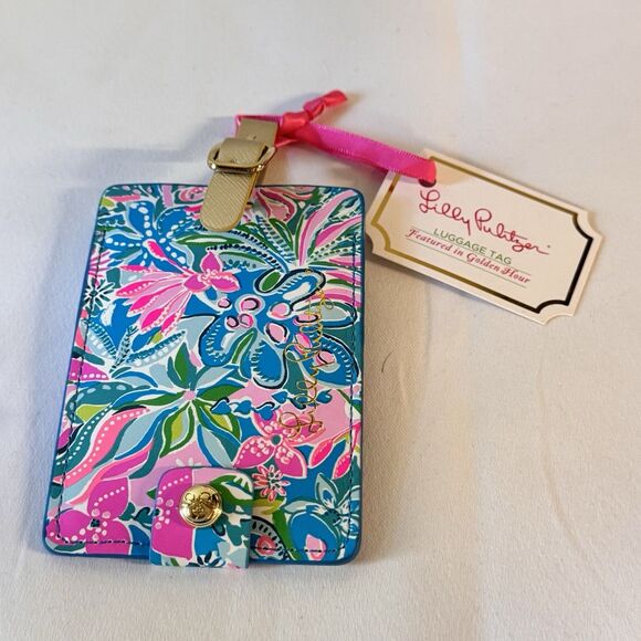 Lilly Pulitzer Paradise Bound TURQUOISE OASIS GOLDEN HOUR Luggage Tag Travel NEW - Picture 7 of 7